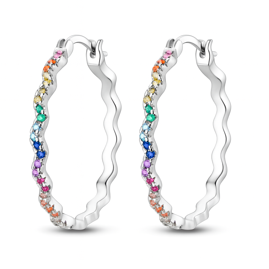 925 Sterling Silver Colorful Wavy Earrings