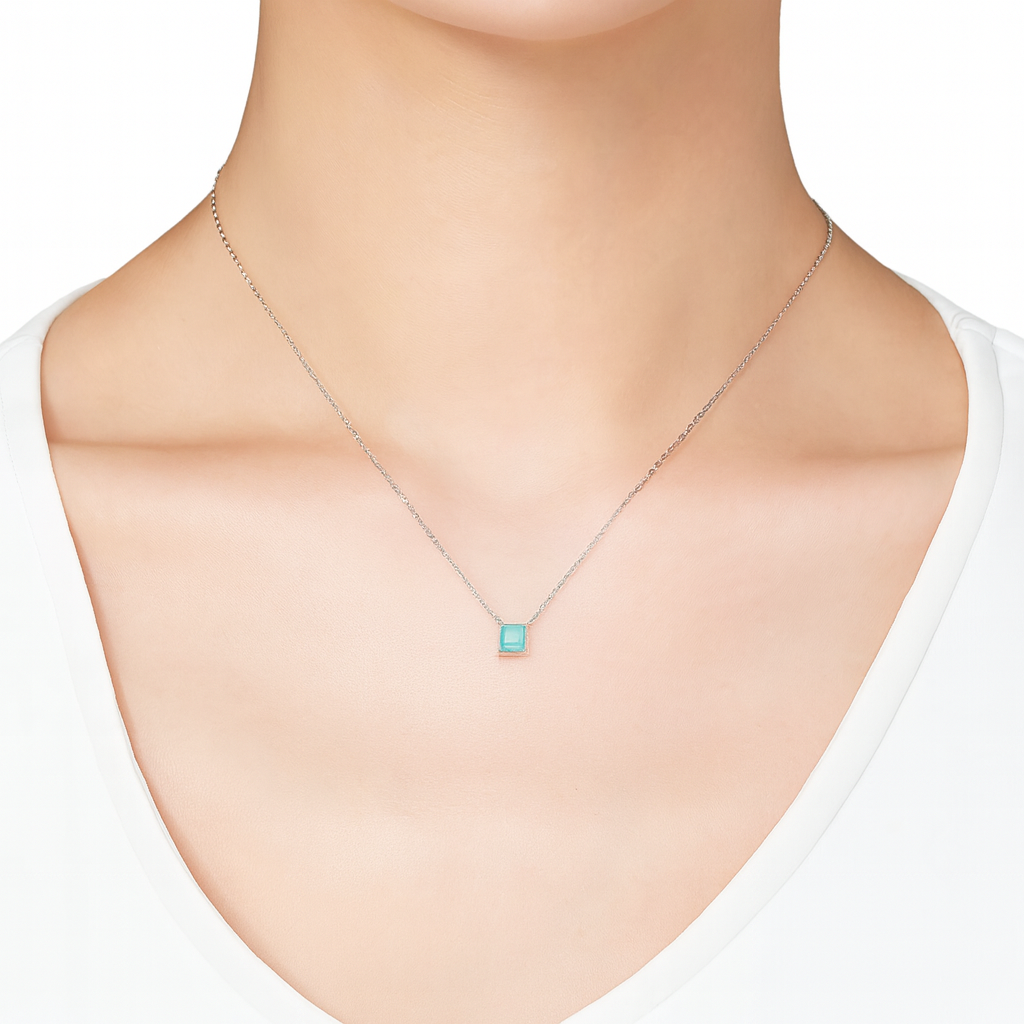 925 Sterling Silver Tourmaline Ring & Necklace Set