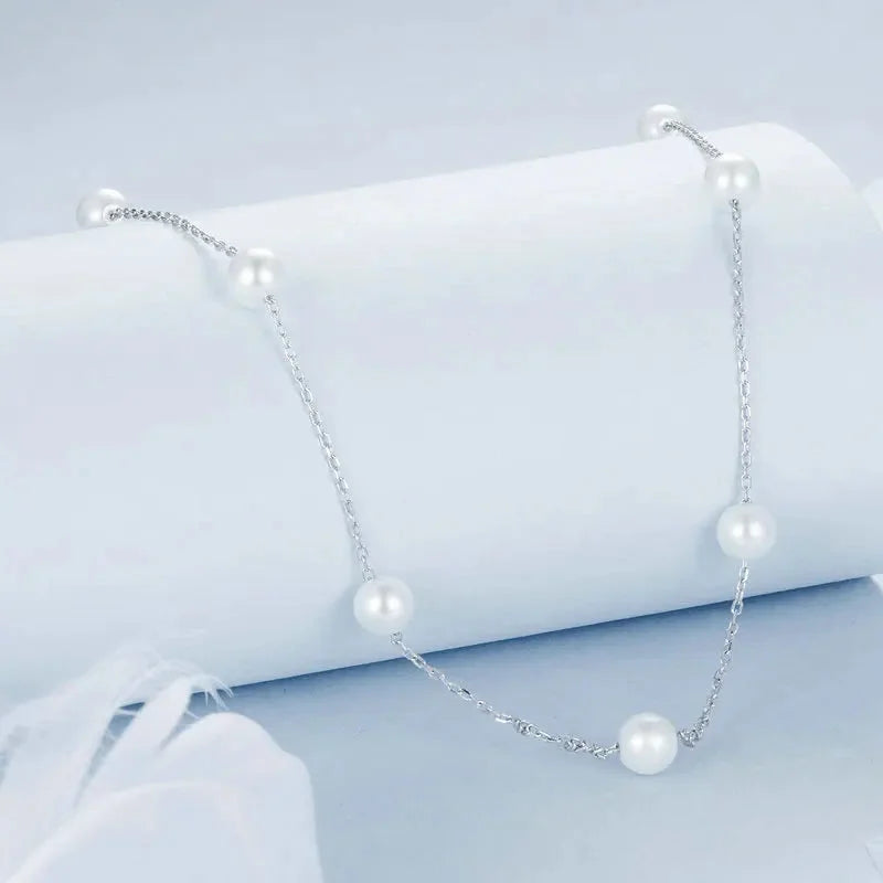 925 Sterling Silver Starry Pearl Necklace
