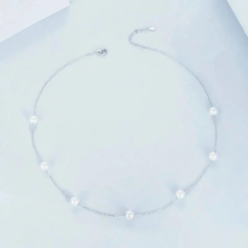 925 Sterling Silver Starry Pearl Necklace