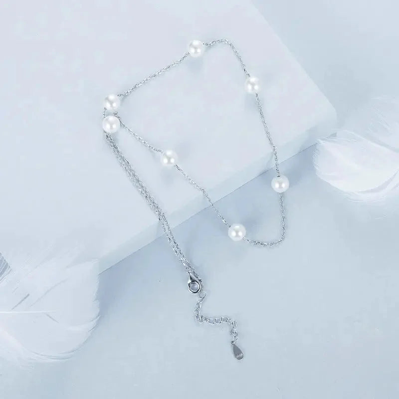925 Sterling Silver Starry Pearl Necklace