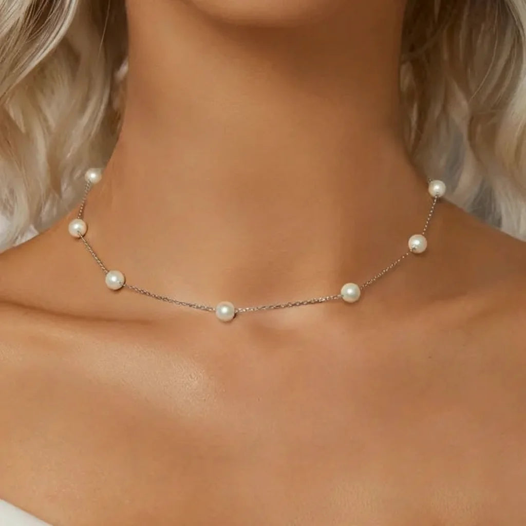 925 Sterling Silver Starry Pearl Necklace