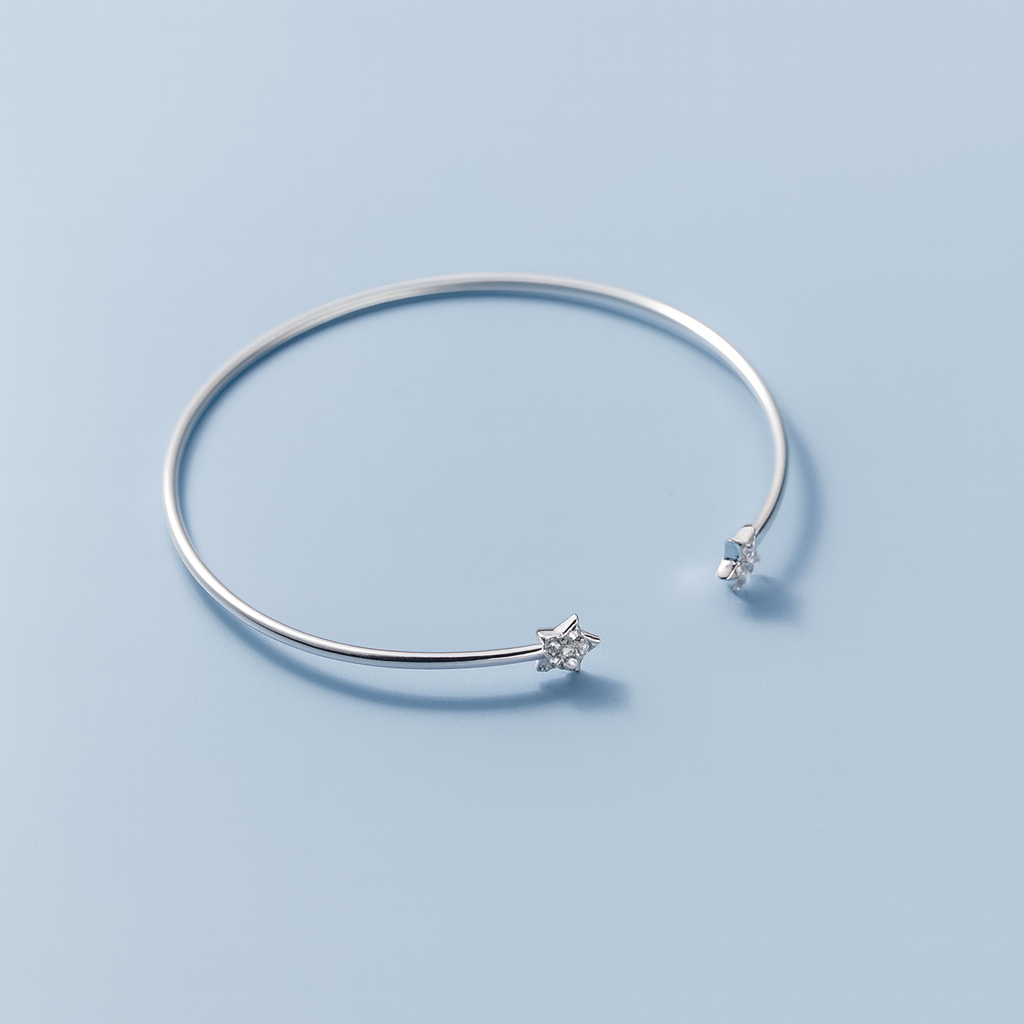 925 Sterling Silver Star Charm Bangle