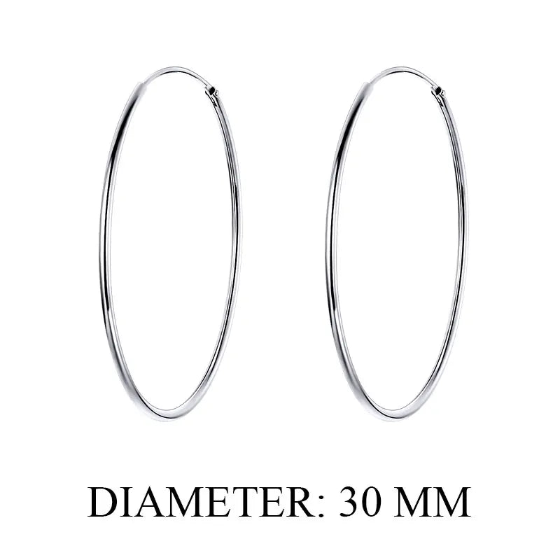 925 Sterling Silver Large Circle Hoop Earrings