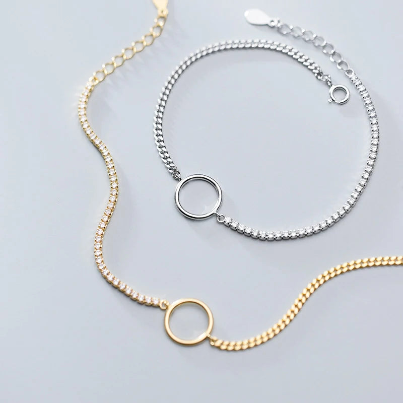 925 Sterling Silver Hollow Circle Bracelet