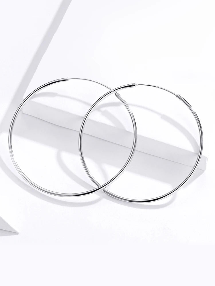 925 Sterling Silver Large Circle Hoop Earrings