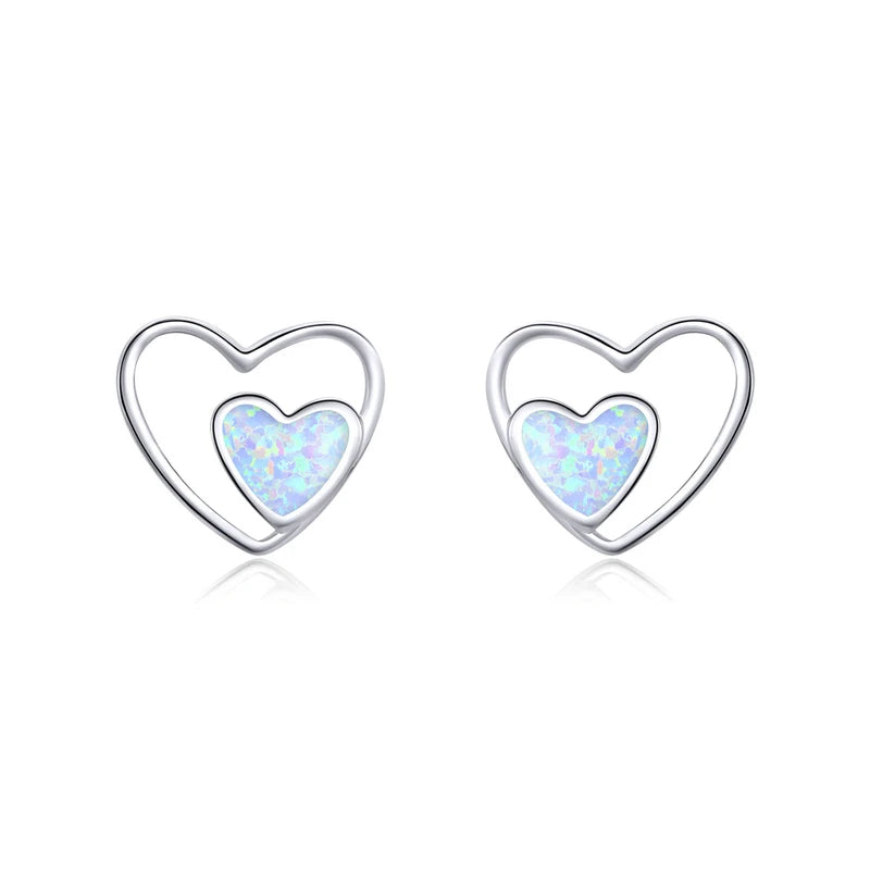 925 Sterling Silver Cat Ear CZ Stud Earrings