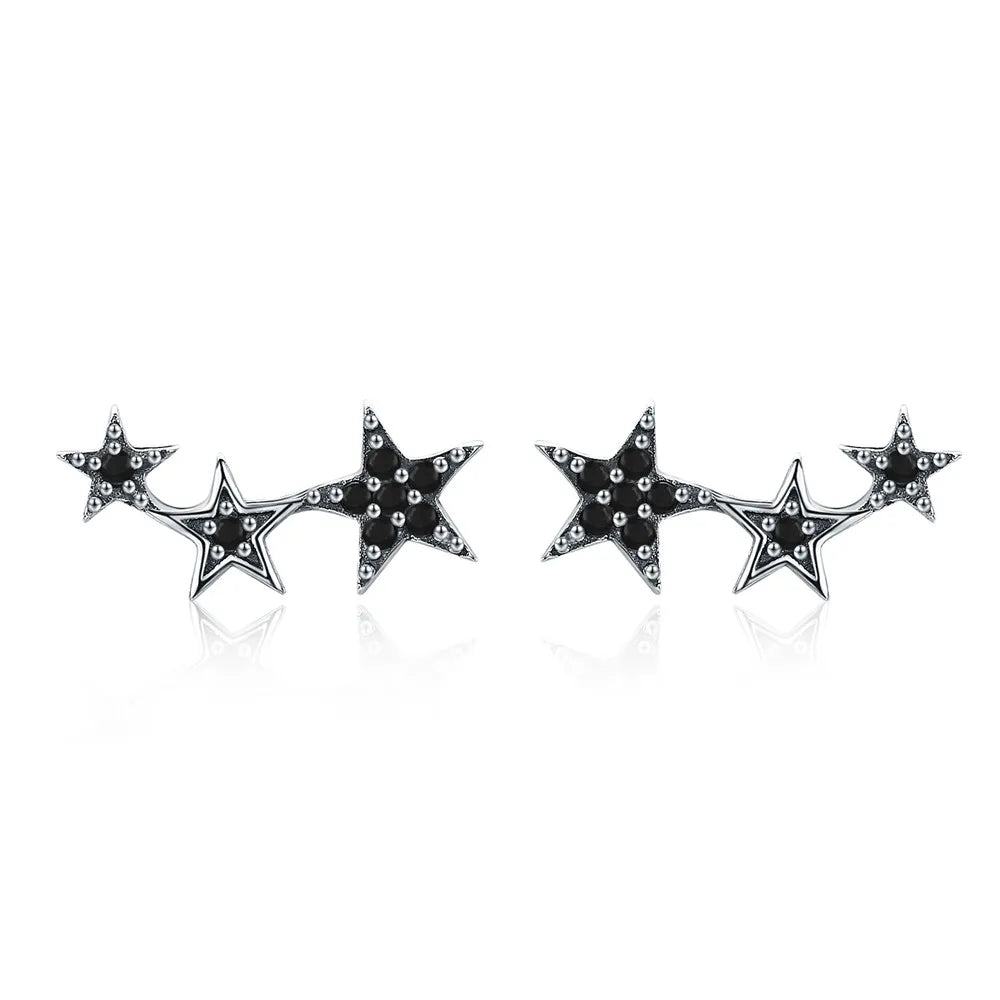 925 Sterling Silver Rainbow Crystal Star Stud Earrings