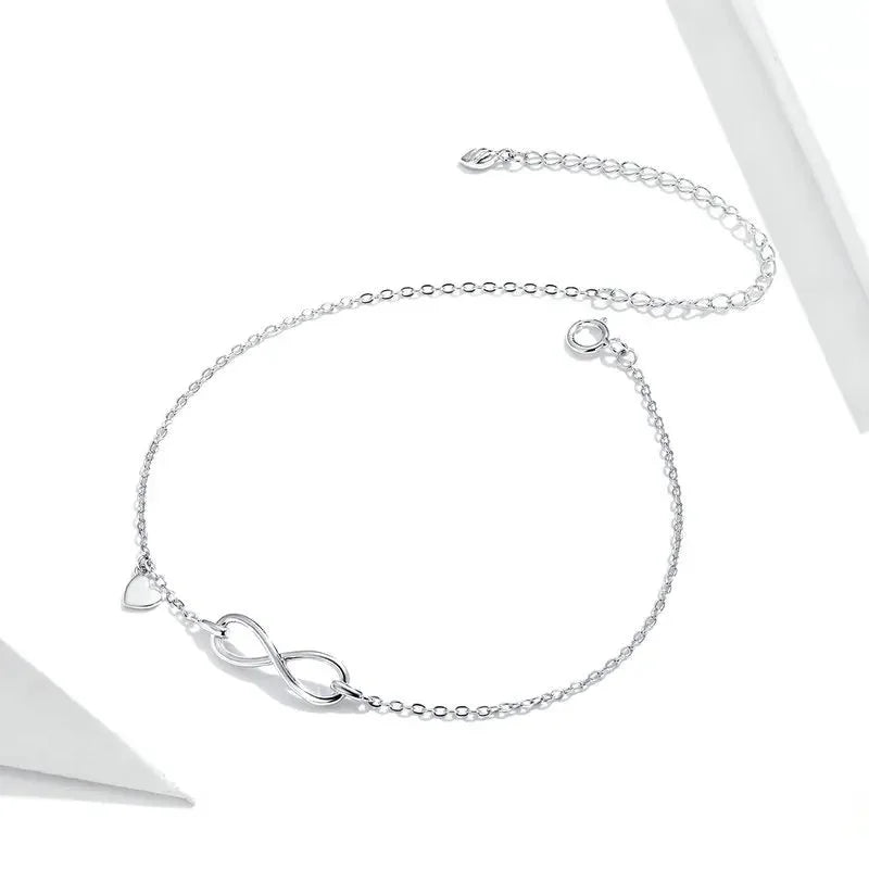 925 Sterling Silver Infinity Chain Anklet