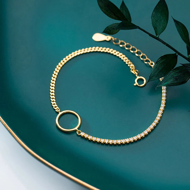 925 Sterling Silver Hollow Circle Bracelet