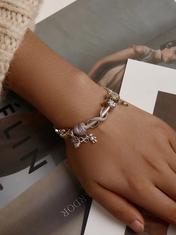 925 Sterling Silver Family Heart Cross Charm