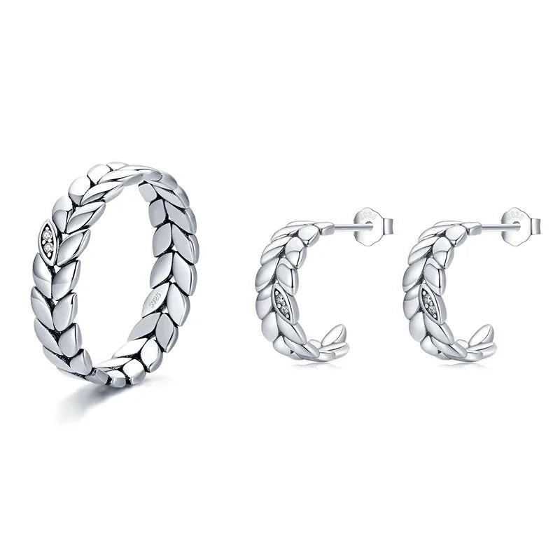 925 Sterling Silver Lucky Leaves Jewelry Set
