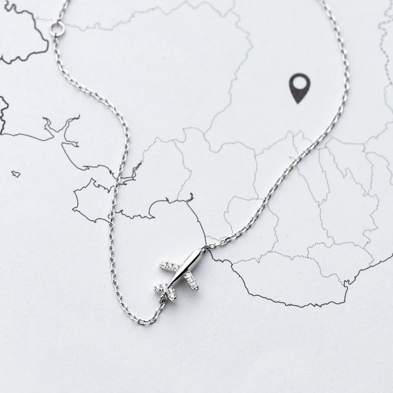 925 Sterling Silver Luminous CZ Airplane Bracelet