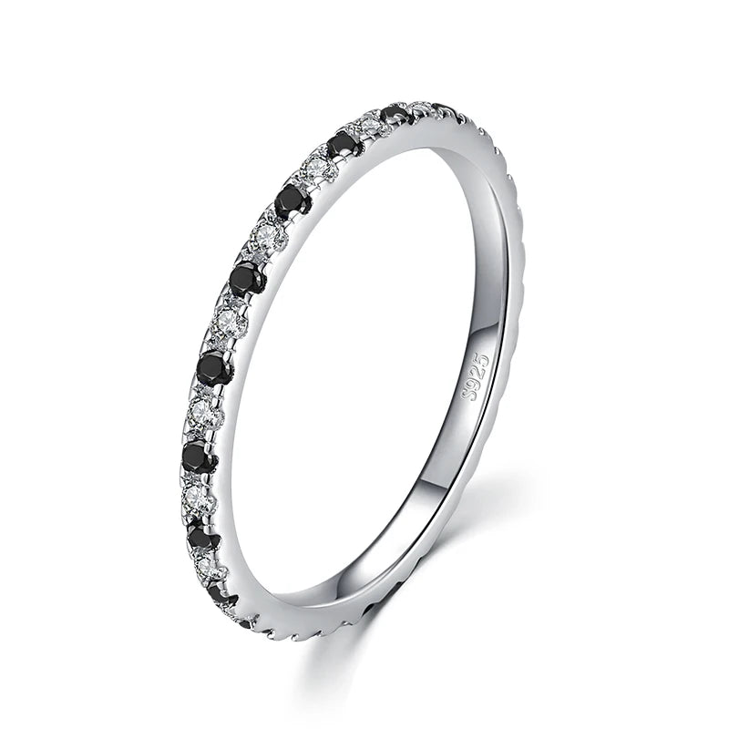 925 Sterling Silver Rainbow CZ Stackable Slim Ring