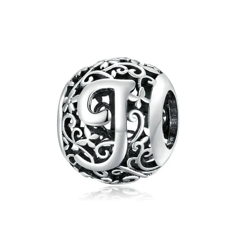 925 Sterling Silver Retro Alphabet Letter Charm