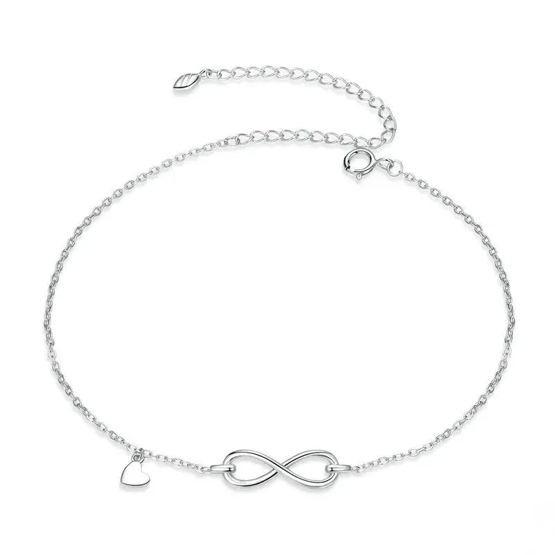 925 Sterling Silver Infinity Chain Anklet