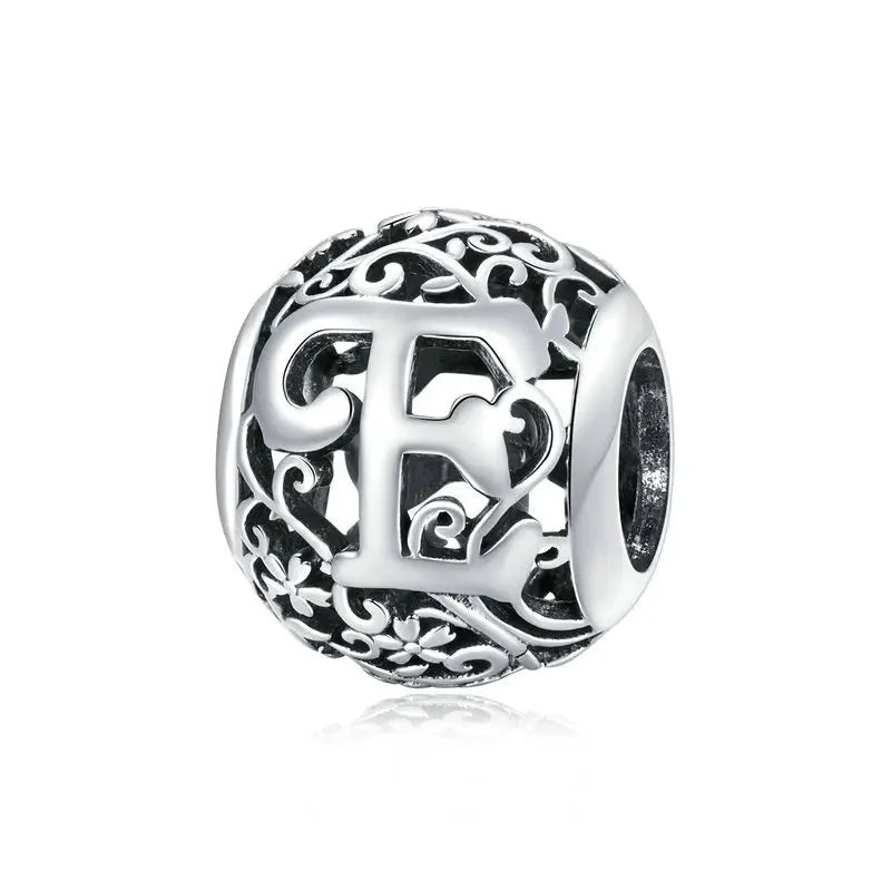 925 Sterling Silver Retro Alphabet Letter Charm