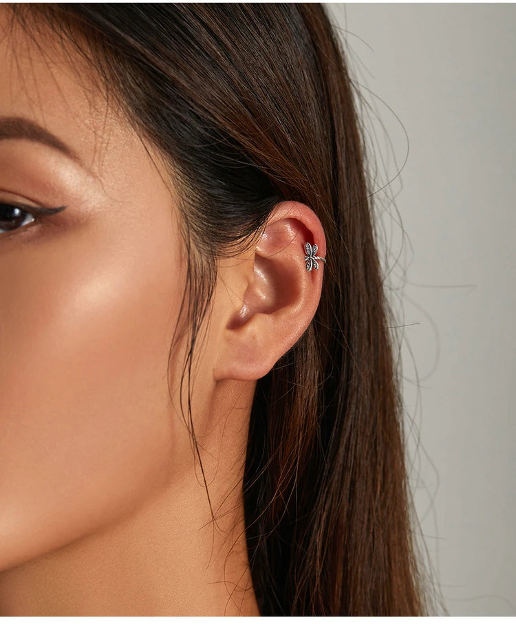 925 Sterling Silver Vintage Dragonfly Ear Cuff