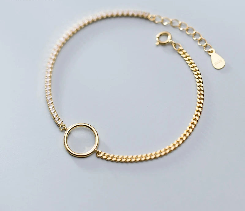 925 Sterling Silver Hollow Circle Bracelet