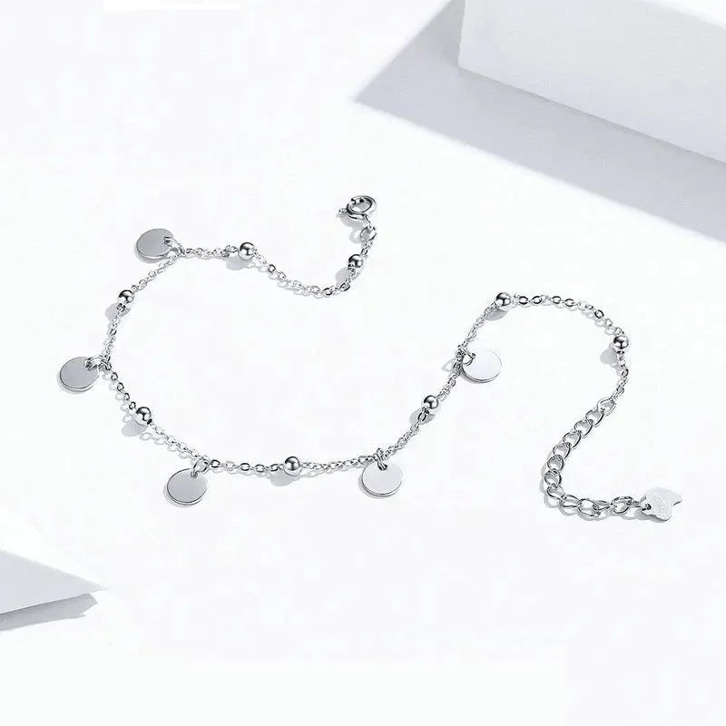 925 Sterling Silver Minimalist Beaded Anklet