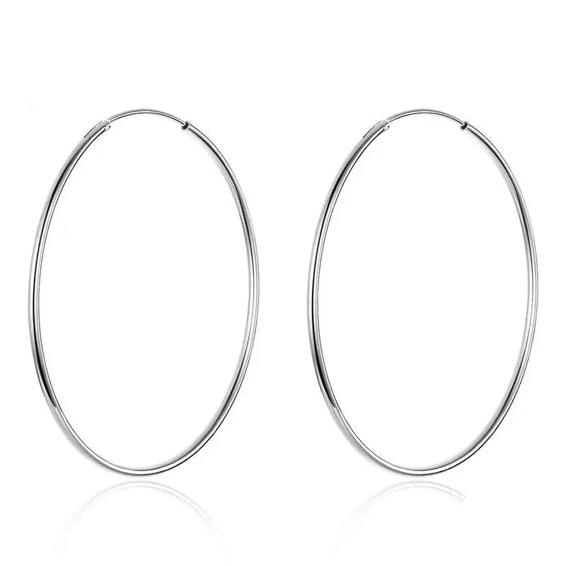 925 Sterling Silver Large Circle Hoop Earrings