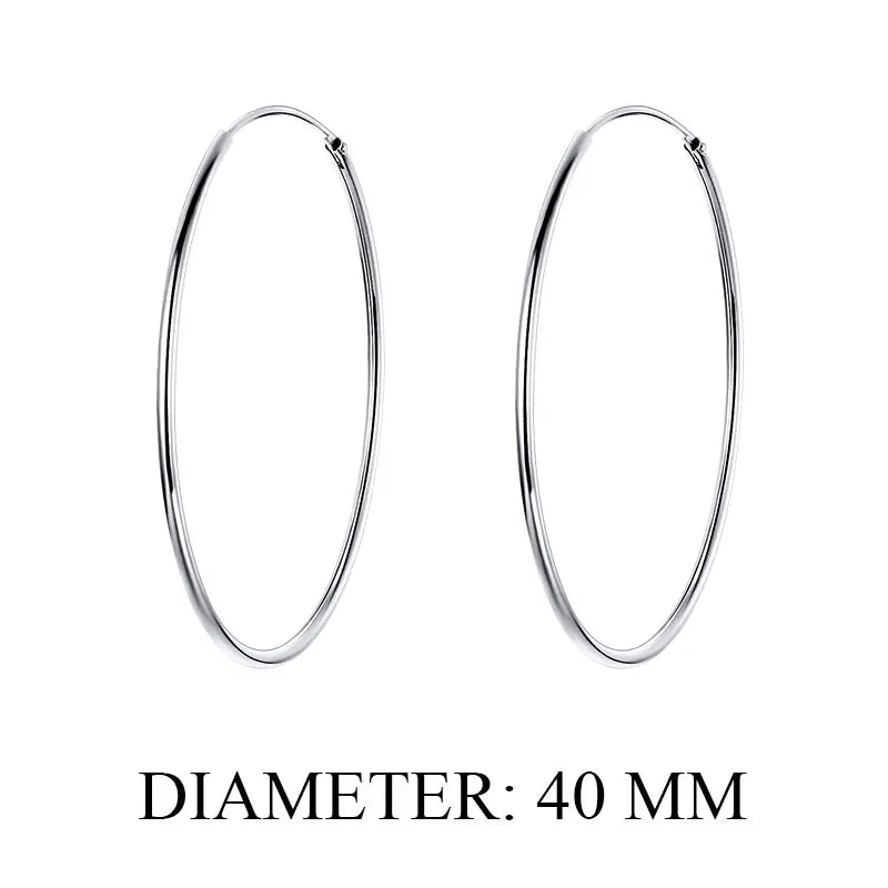 925 Sterling Silver Large Circle Hoop Earrings