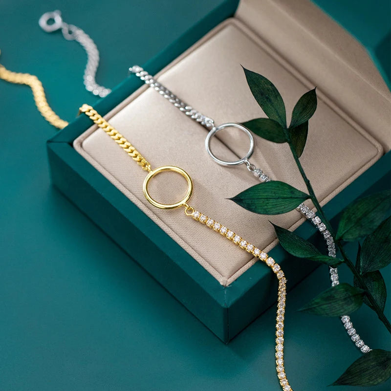 925 Sterling Silver Hollow Circle Bracelet