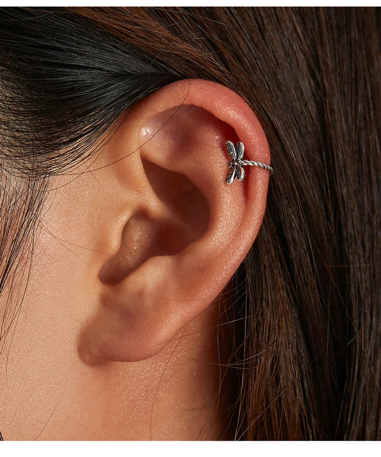 925 Sterling Silver Vintage Dragonfly Ear Cuff
