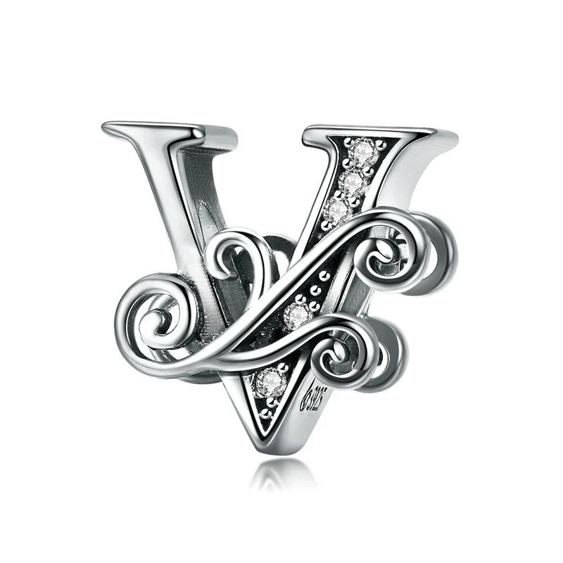 925 Sterling Silver Alphabet Letter Charm