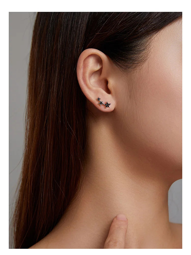 925 Sterling Silver Rainbow Crystal Star Stud Earrings