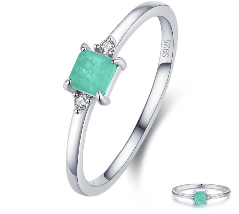 925 Sterling Silver Tourmaline Ring & Necklace Set