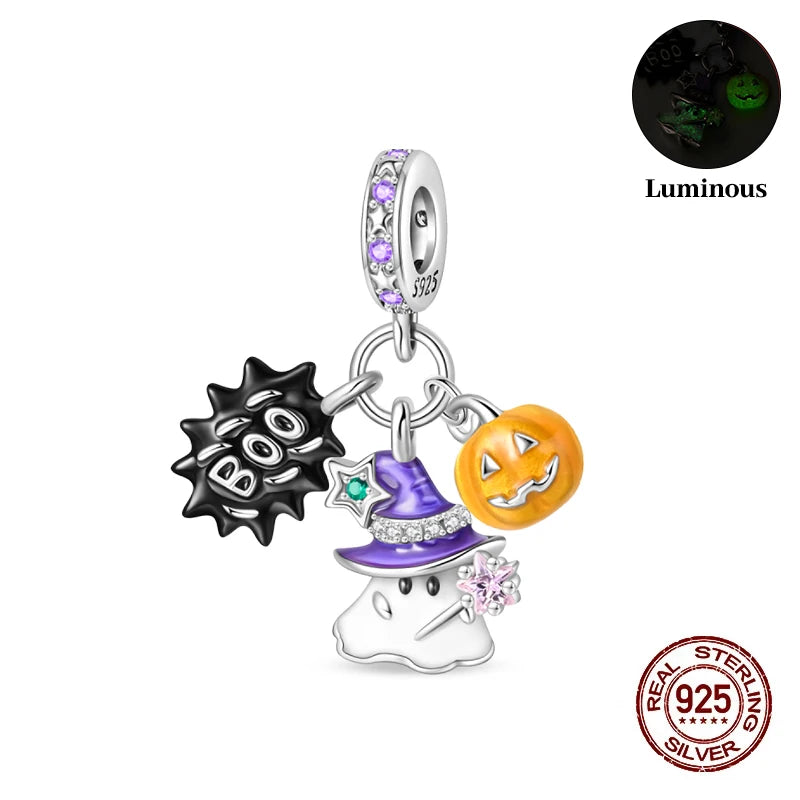 925 Sterling Silver Halloween Luminous Charm Bead