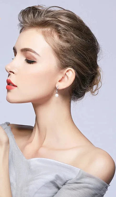 925 Sterling Silver Pearl Wave Drop Earrings