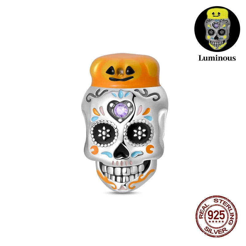925 Sterling Silver Halloween Luminous Charm Bead
