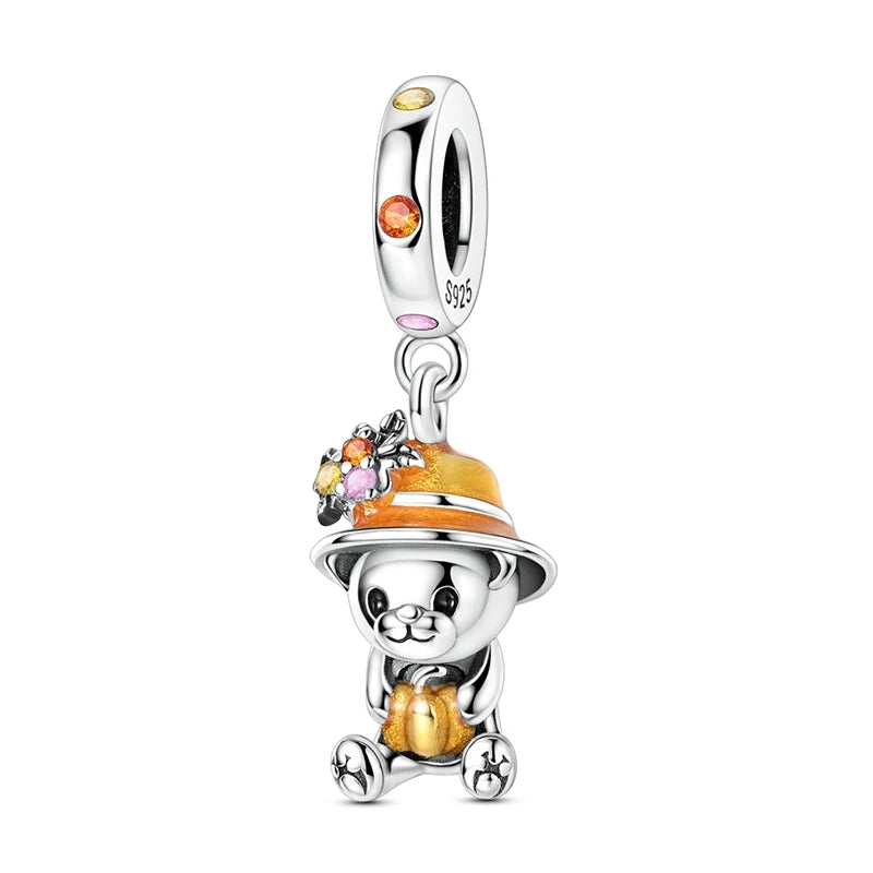 925 Sterling Silver Halloween Pumpkin & Skull Charm Bead