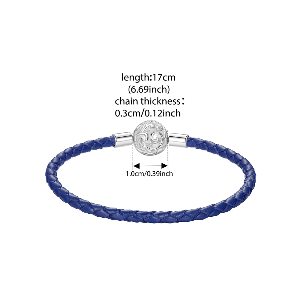 925 Sterling Silver Retro Scroll Red Rope Leather Bracelet