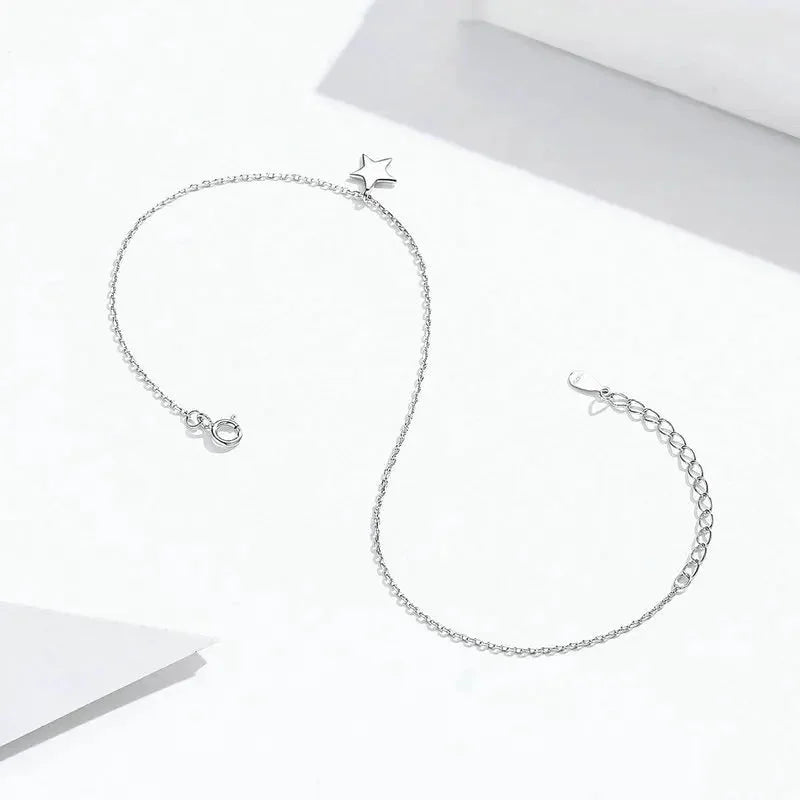 925 Sterling Silver Simple Star Anklet