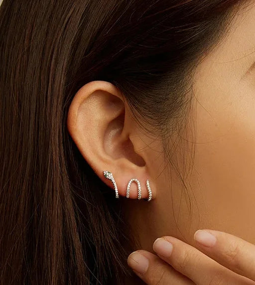 925 Sterling Silver Multi-Layer Snake Stud Earrings