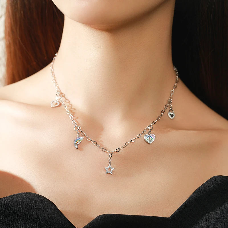 925 Sterling Silver Enamel Rainbow Plant Heart Charm