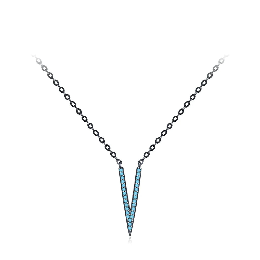 925 Sterling Silver Blue Enamel Eye Water Drop Pendant Necklace