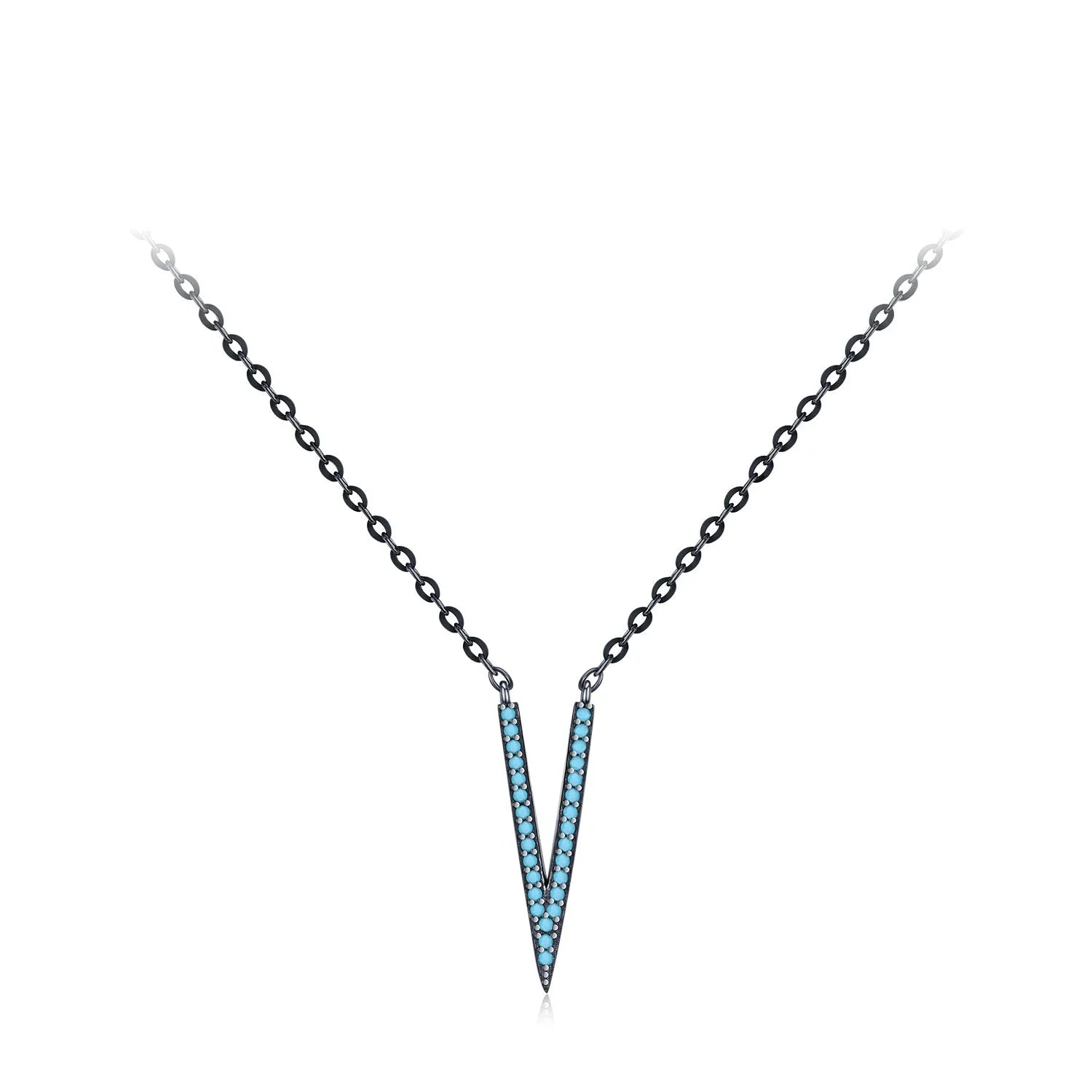 925 Sterling Silver Blue Enamel Eye Water Drop Pendant Necklace