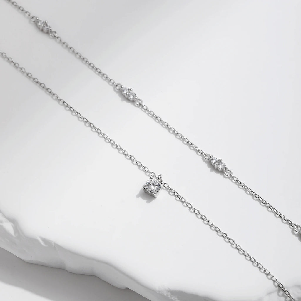 925 Sterling Silver Double-Layer Moissanite Choker Necklace