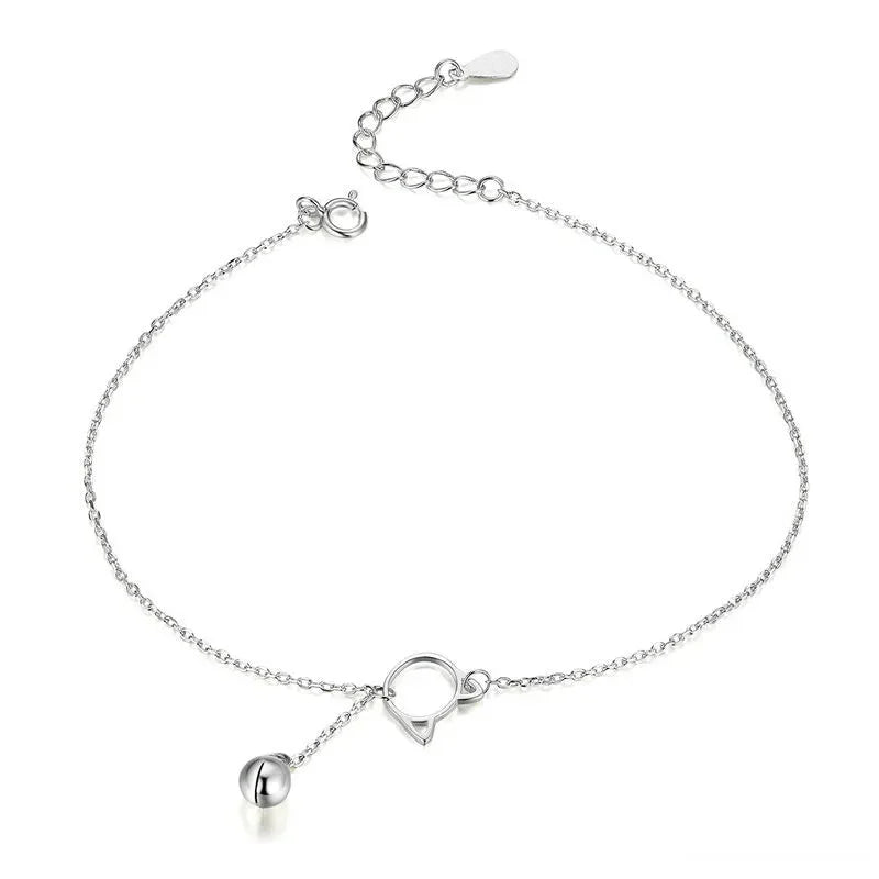 925 Sterling Silver Beaded Link Anklet