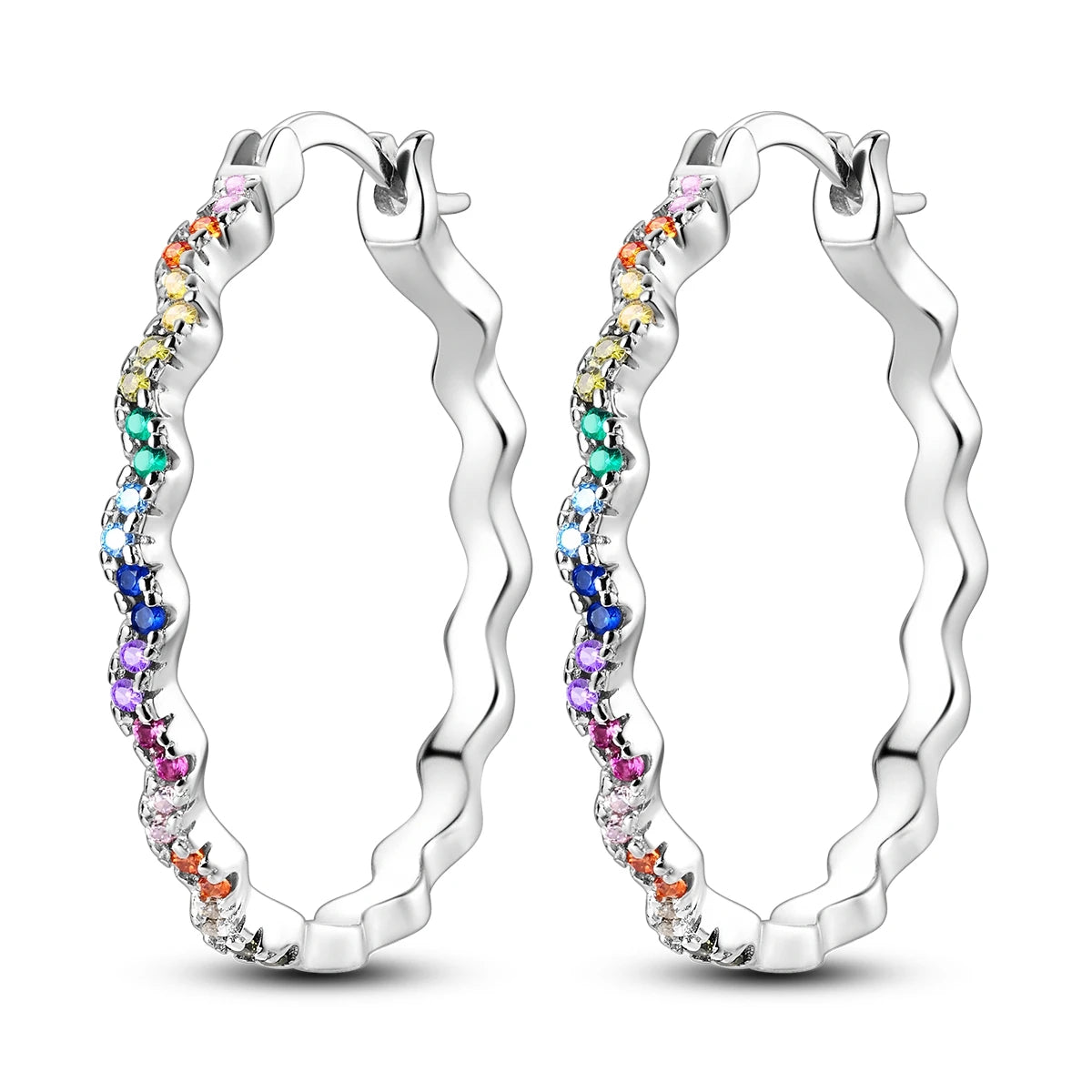 925 Sterling Silver Colorful Wavy Earrings