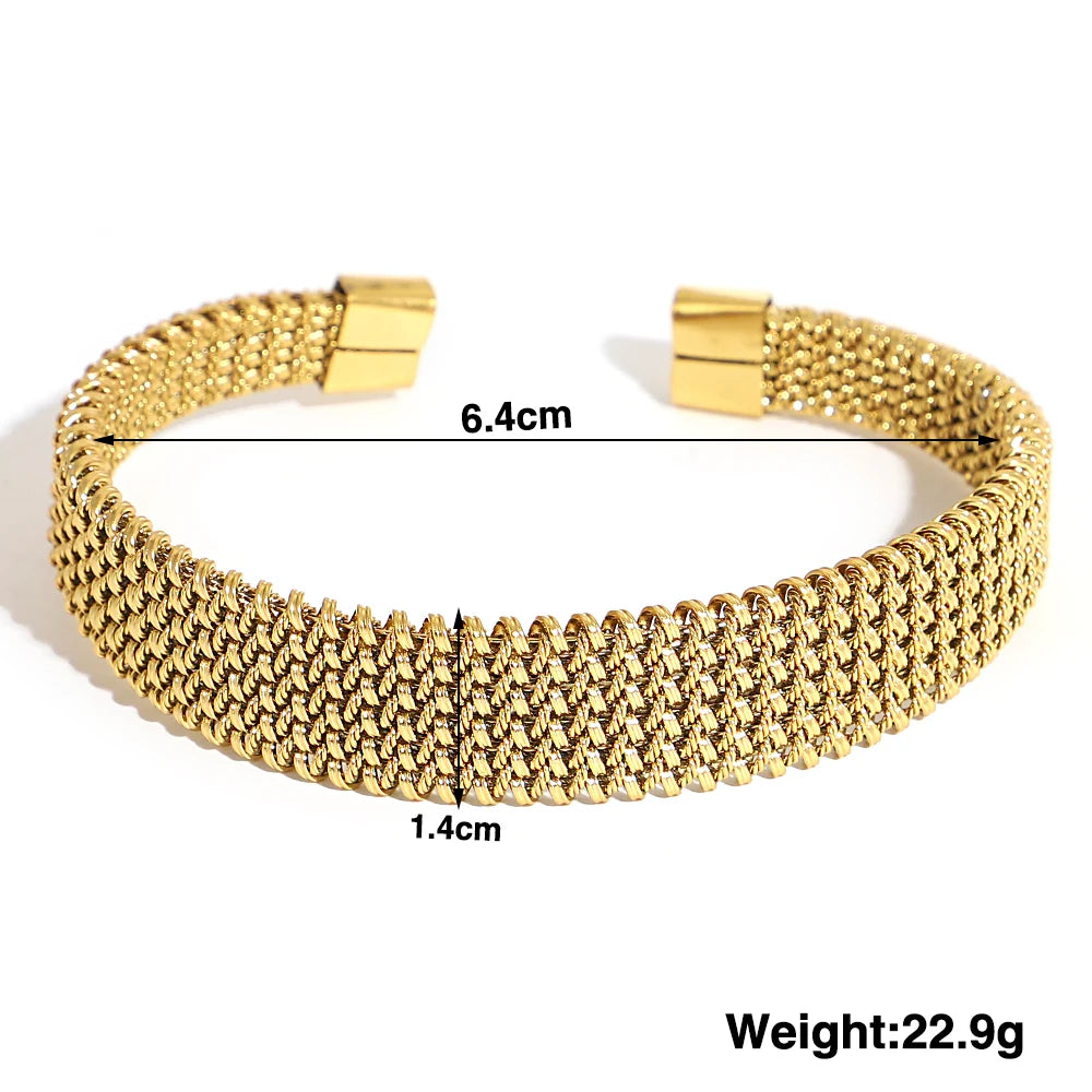 Hand-Woven Twisted Metal Open Bracelet