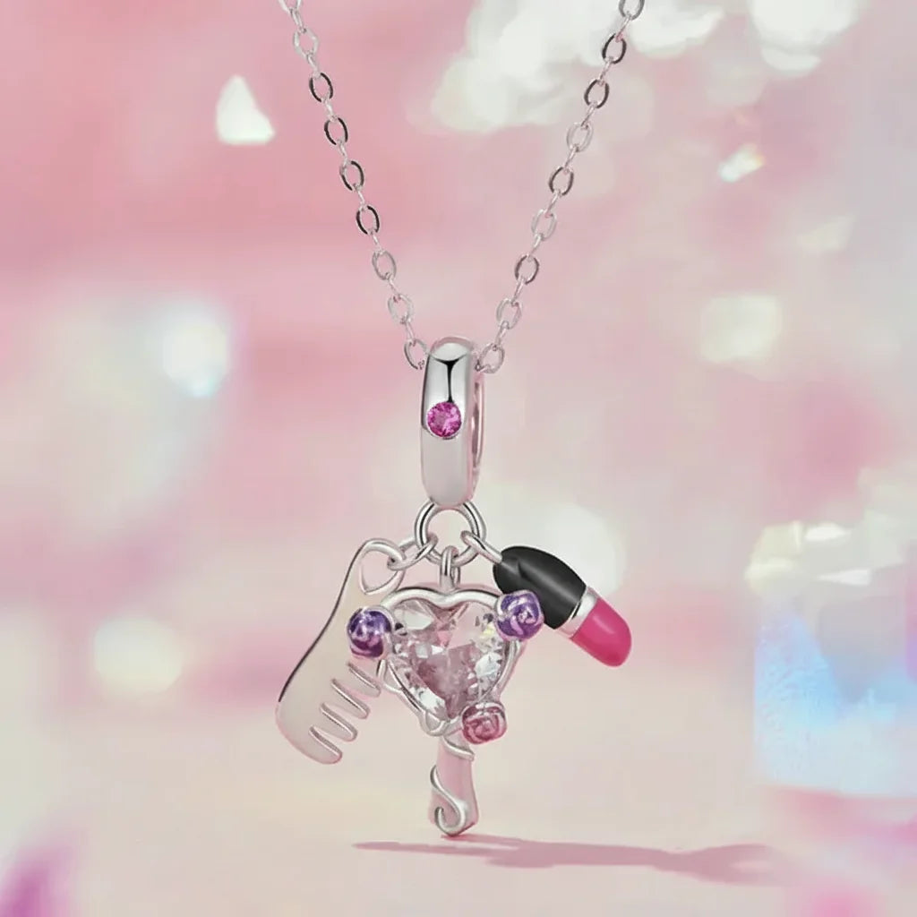 925 Sterling Silver Beauty Cosmetics Hanging Charm