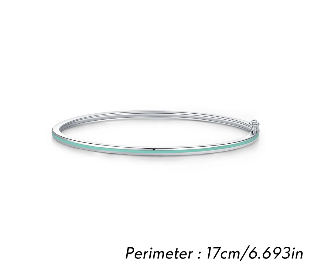 925 Sterling Silver Mint Green Enamel Bangle