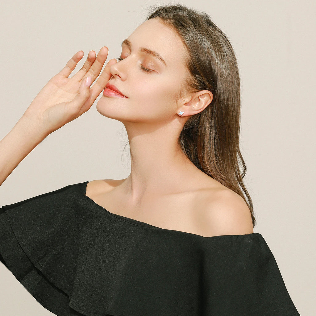 925 Sterling Silver Rectangle Opal Jewelry Set