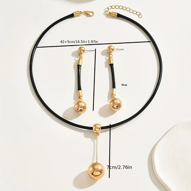 Simple Black Rope Jewelry Set