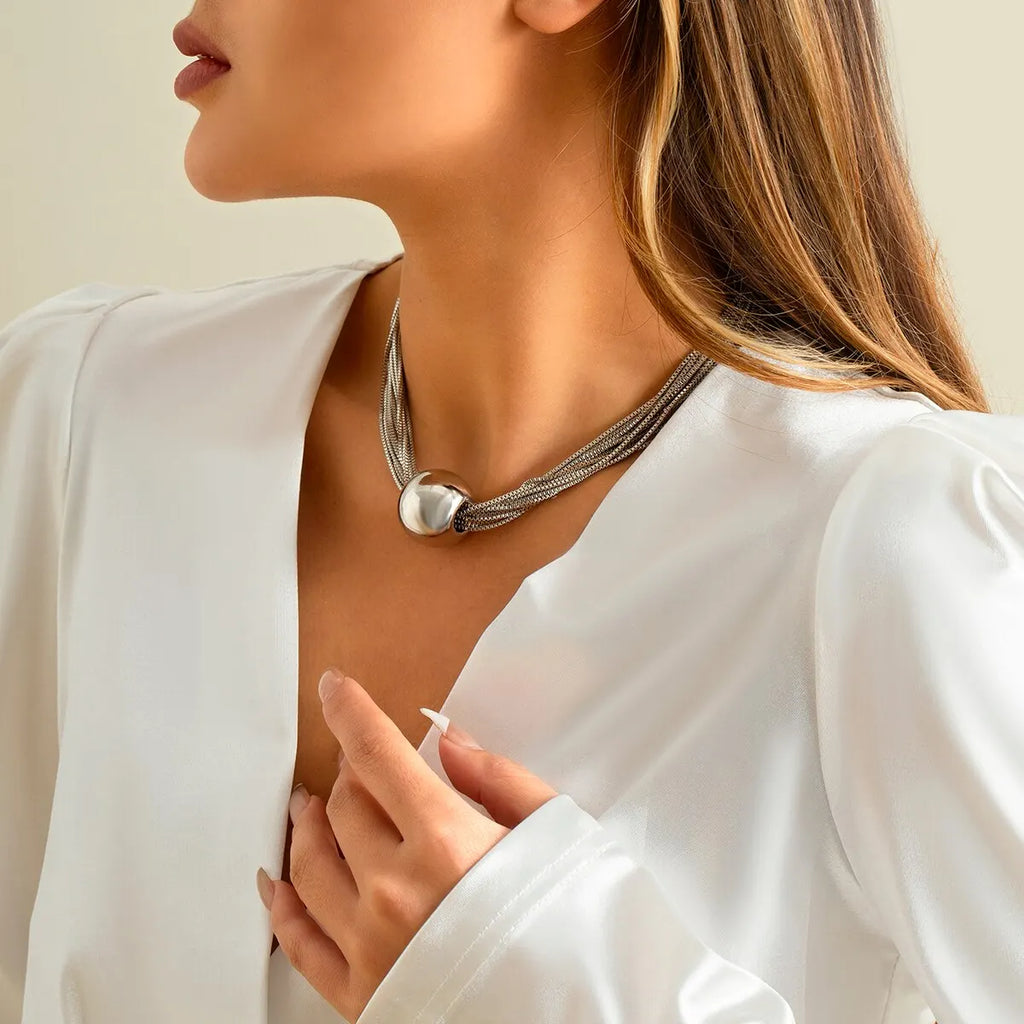 Chunky Twisted Chain Necklace & Bracelet Set with Ball Pendant